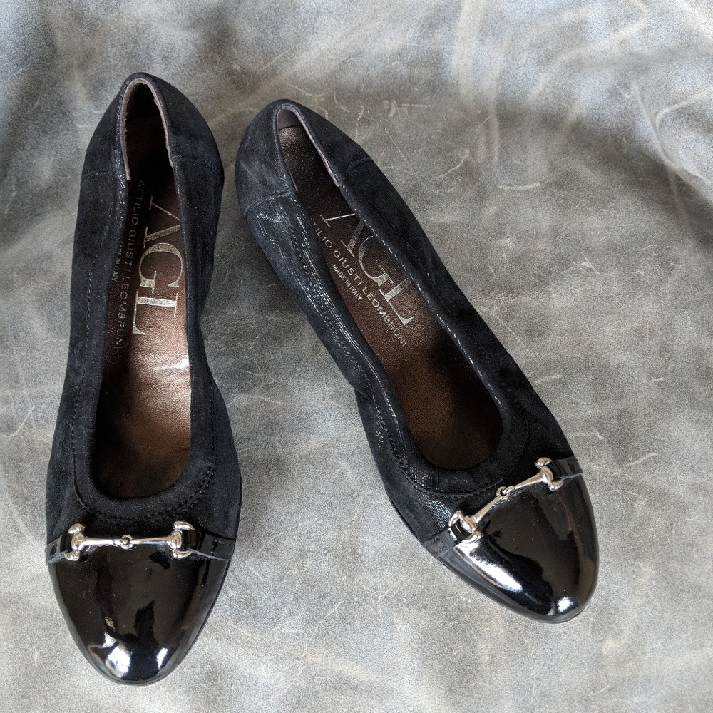 AGL Cap Toe Black Heels